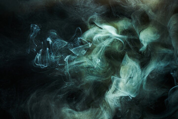 Liquid fluid art abstract background. Dark multicolored smoke dancing acrylic paints underwater, space ocean, universe explosion