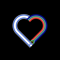 unity concept. heart ribbon icon of israel and south africa flags. vector illustration isolated on black background
