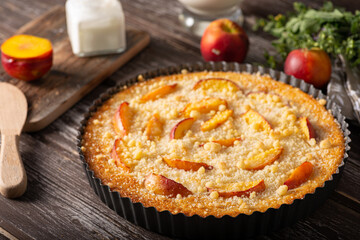 Delicious homemade tart with fruits