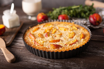 Delicious homemade tart with fruits