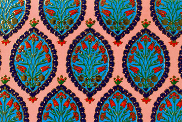 A postcard example with Traditional Turkish Motifs Tulip and Carnation bouquets,background.