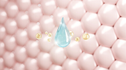 3D Collagen Skin Serum and Vitamin illustration isolated on soft color background. concept skin care cosmetics solution. 3d rendering.	
