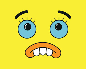 illustration of a face. vector. sad face of yellow monster. emotion