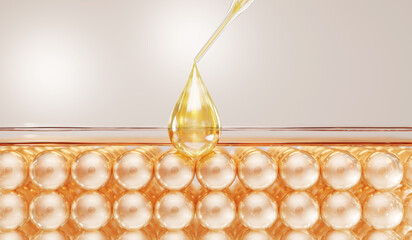 3D Collagen Skin Serum and Vitamin illustration isolated on soft color background. concept skin care cosmetics solution. 3d rendering.	