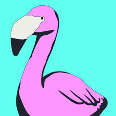 fashion minimal illustration. Stylish pink flamingo
