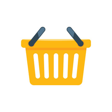 Shopping basket icon or symbol with flat color