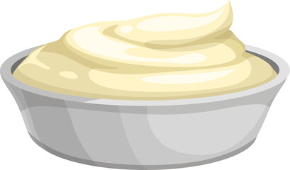 Bowl with sauce, cream, mayonnaise, yogurt in cup - obrazy, fototapety, plakaty