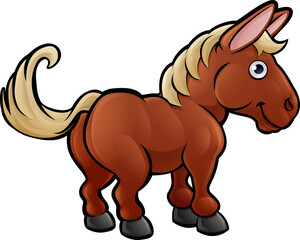Obraz na płótnie Canvas A horse farm animals cartoon character
