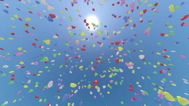 Heart Balloons rising up to the sky.