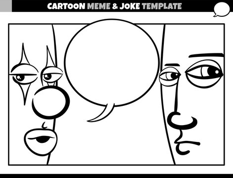 black and white cartoon meme template with clown and man - Powered by Adobe