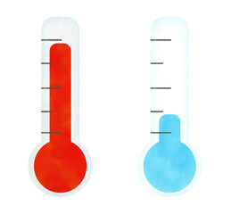 Hot and cold temperature watercolor illustration - obrazy, fototapety, plakaty