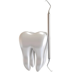 Tooth with dental tool.
