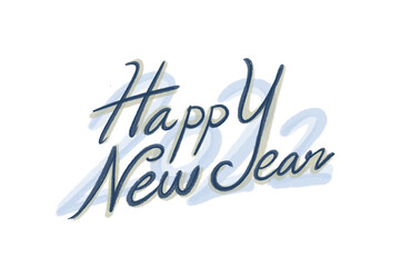 happy new year concept in watercolor paint style isolated on white background, celebration of new year or Christmas calendar greeting holiday