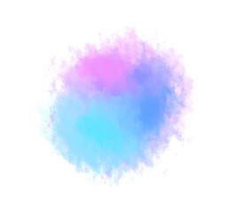 Colorful digital spot on isolated white. Colored aquarelle blotch. Hand drawn watercolour splotch. Paint and ink smudges. Bright blur stain. Trendy label brush stroke background