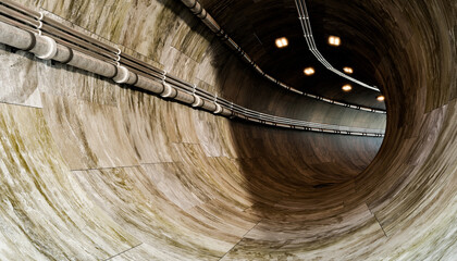 Fototapeta premium big cemen tunnel with transportation underground design, 3d illustration rendering 