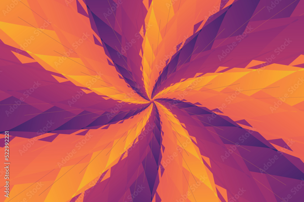 Aufkleber beautiful abstract illustration in the form of a flower, which consists of triangular gradient yello