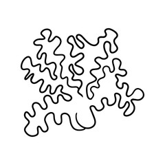 Monochrome picture, a sprig of sea coral, inhabitants of the tropical sea, vector cartoon © Nat