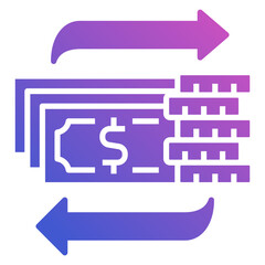 Money Transfer flat gradient icon. Can be used for digital product, presentation, print design and more.