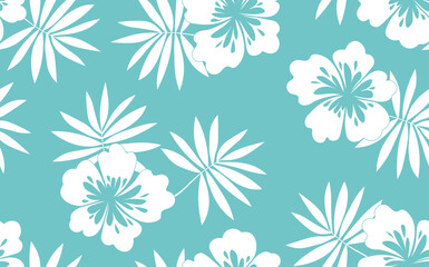 Seamless floral pattern based on traditional folk art ornaments. Colorful flowers on color background. Scandinavian style. Sweden nordic style. Vector illustration. Simple minimalistic pattern