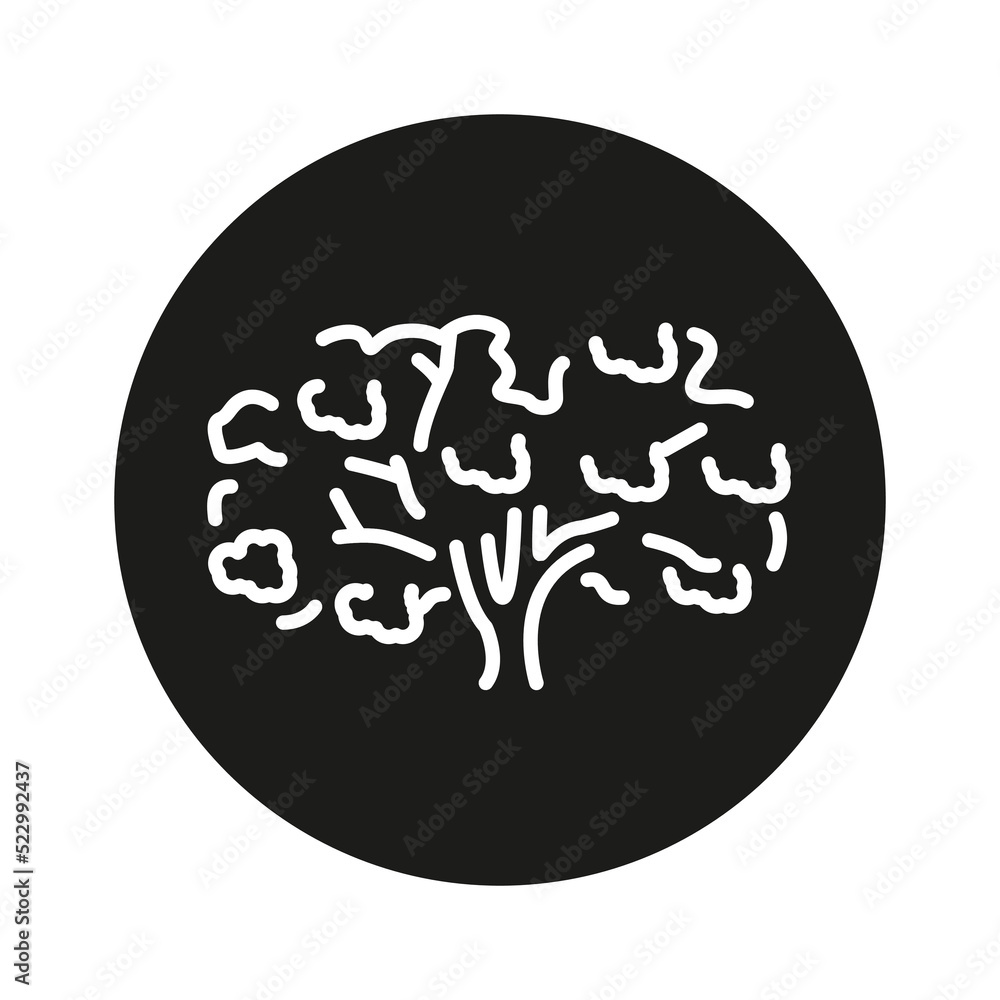 Poster sakura tree color line icon. pictogram for web page