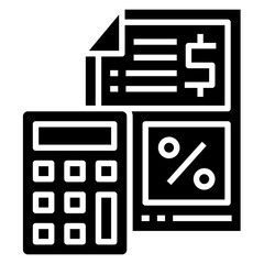 Tax glyph icon. Can be used for digital product, presentation, print design and more.