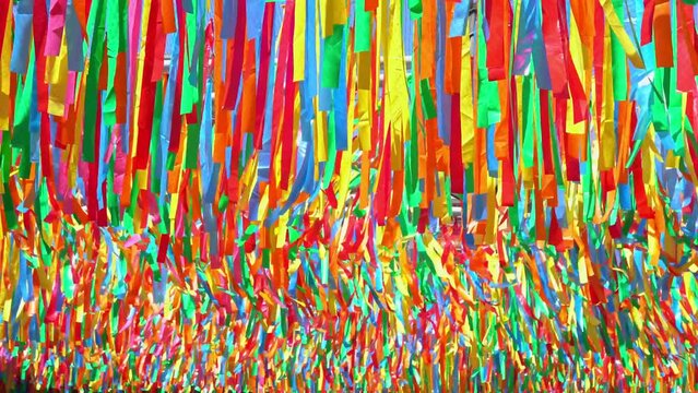 decorative multicolor ribbons waving in the wind 