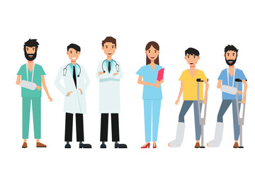Set of doctors characters. Medical team vector illustration