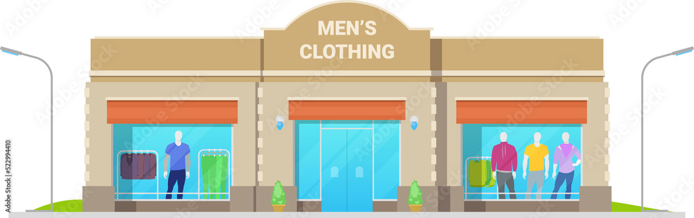 Poster Storefront of mens clothing shop, street store