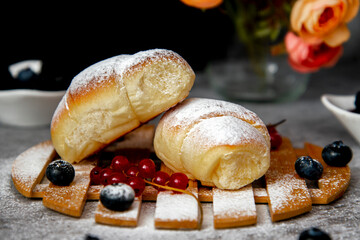 Sweet rolls, bakery, bakery, restaurant, bar, café, breakfast, dinner, dessert, enjoyment, winter, summer, children, grandma's kitchen, delight, taste, delicious, powdered sugar, sugar, sweet, yellow