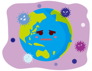 ウィルス　地球　ベクターイラスト