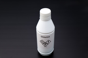 chlorine in bottle, chemical in the laboratory