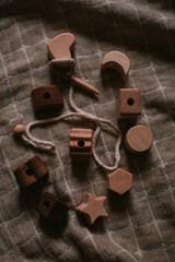 Wooden lacing toy for baby