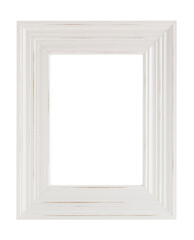 White vintage style picture frame isolated on transparent background