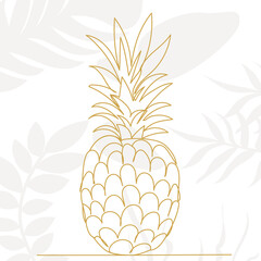 pineapple drawing one continuous line vector