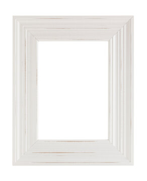 White vintage style picture frame isolated on transparent background