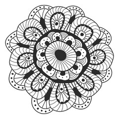 Coloring. Floral sketch decorative element. Abstract hand drawn doodle modern flower.