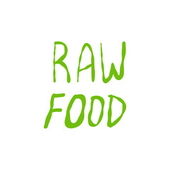 Raw food. Eco organic labels. Bio ecology vegan badge hand drawn. Vector healthy food icon