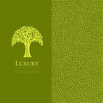 Green tree emblem. Modern illustration. Isolated vector. Great for logo, monogram, invitation, flyer, menu, brochure or any desired idea.