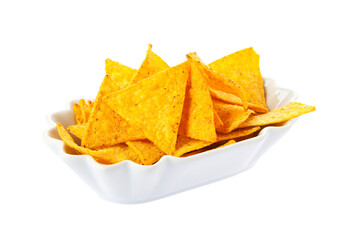 Bowl of nachos isolated on transparent background