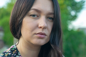 Fototapeta premium Close up portrait young beautiful woman.