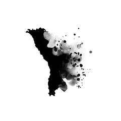 Black artistic country map- form mask on white background. Moldova