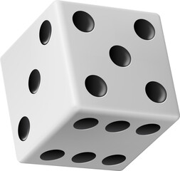 Realistic dice, white cube with black dots 3d