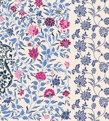 wedding card design, traditional paisley floral pattern , royal India	