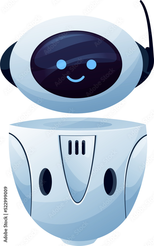 Aufkleber cartoon chatbot assistant, vector smiling robot
