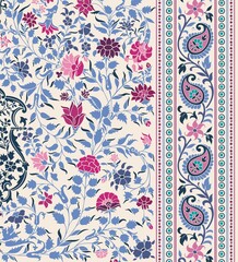 wedding card design, traditional paisley floral pattern , royal India	