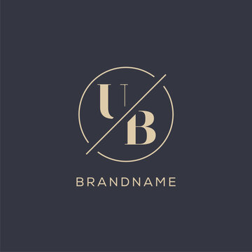 Initial letter UB logo with simple circle line, Elegant look monogram logo style