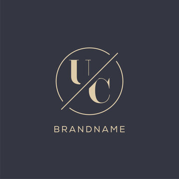 Initial letter UC logo with simple circle line, Elegant look monogram logo style