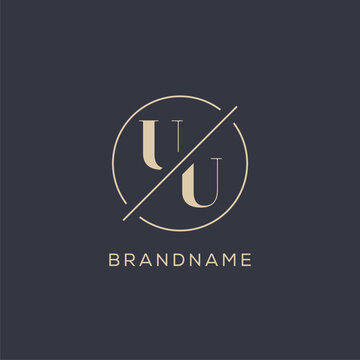 Initial letter UU logo with simple circle line, Elegant look monogram logo style