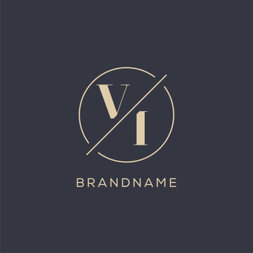Initial letter VI logo with simple circle line, Elegant look monogram logo style