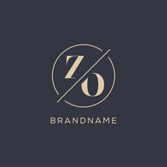 Initial letter ZO logo with simple circle line, Elegant look monogram logo style - obrazy, fototapety, plakaty